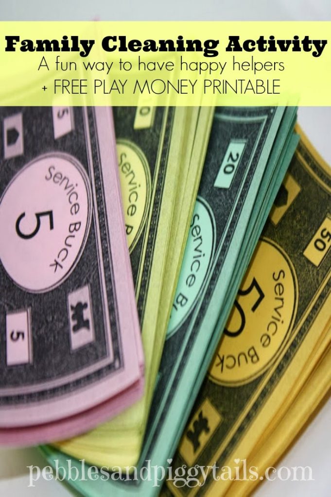 spring cleaning family activity plus free printable play money making life blissful