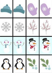 winter memory game printable