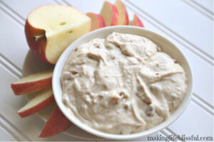 toffee apple dip made with cream cheese