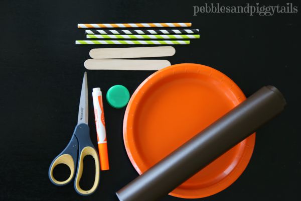 Easy Paper Plate Pumpkin Mask Craft