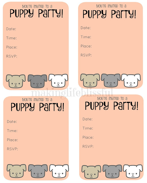 Free Puppy Party Printable Invite | Making Life Blissful