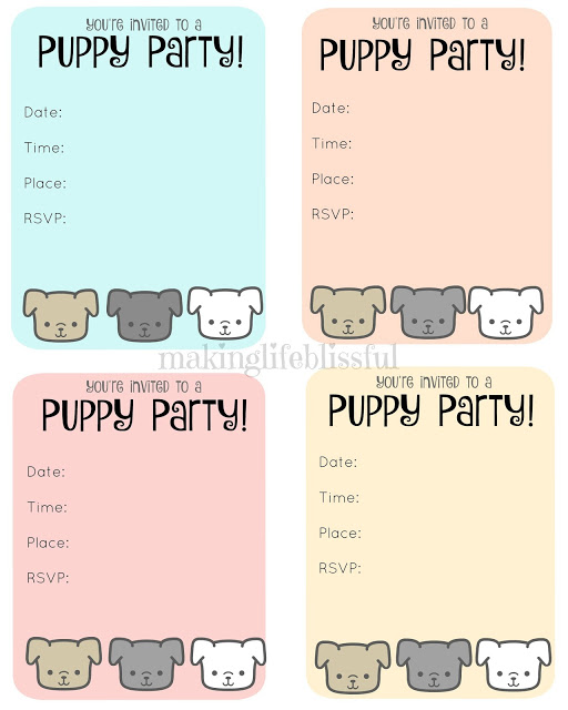 Free Puppy Party Printable Invite | Making Life Blissful