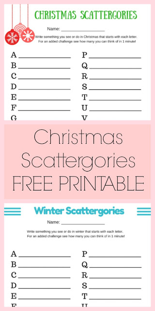 Christmas winter scattergories free printable