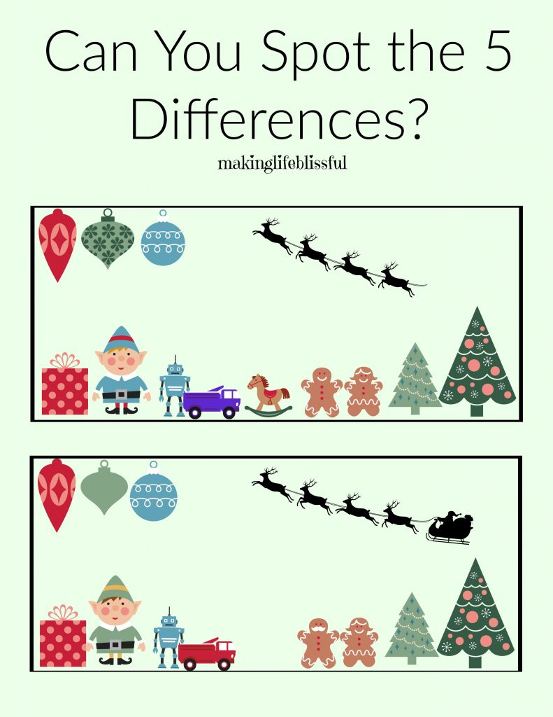 Christmas Spot the Difference Activity Sheet