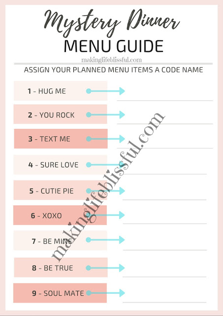 Printable Valentine Mystery Dinner Menus | Making Life Blissful