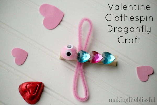 Valentine Clothespin Dragonfly Craft