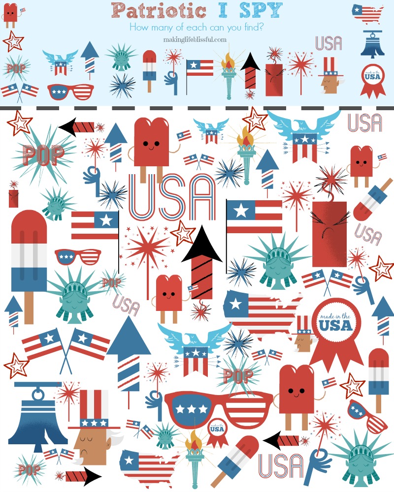 4th of July I Spy Printable 1 | Making Life Blissful