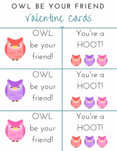 OWL Valentine Cards 1