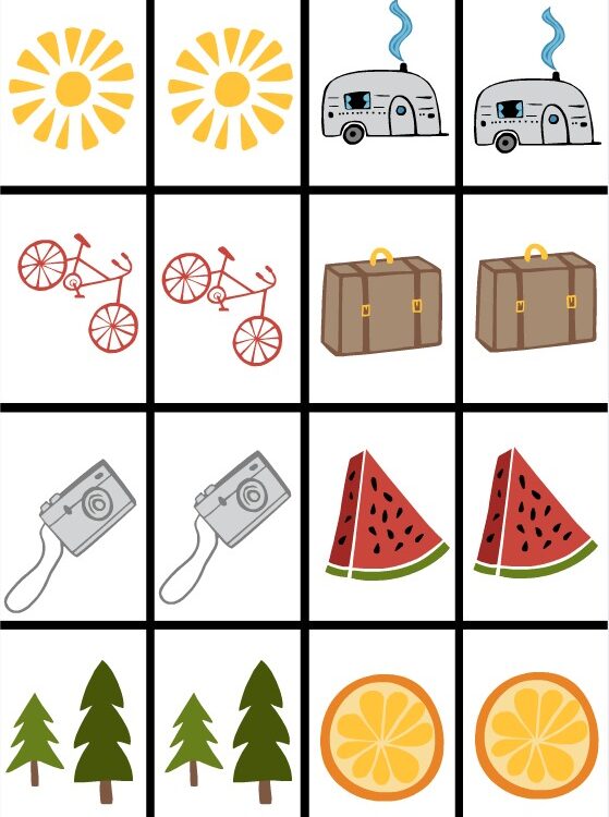 summer memory game printable 1