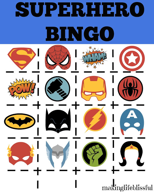 Free Superhero Bingo Printable and Superhero Printable Pack Making