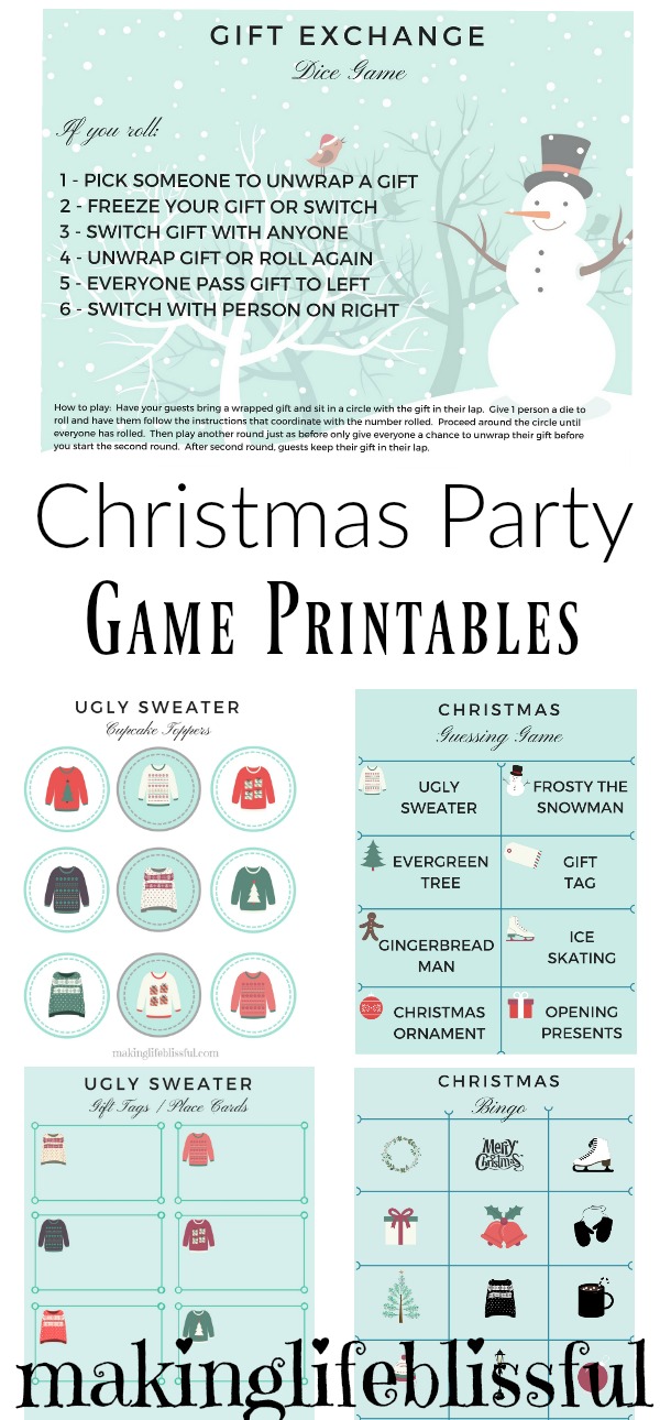 FREE Christmas Party Game Printables | Making Life Blissful