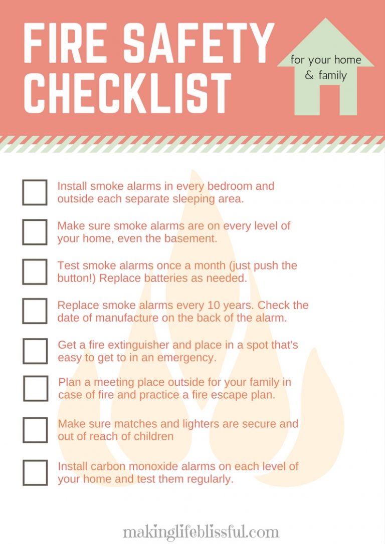Family Fire Safety Checklist and Kids Printables Making Life Blissful