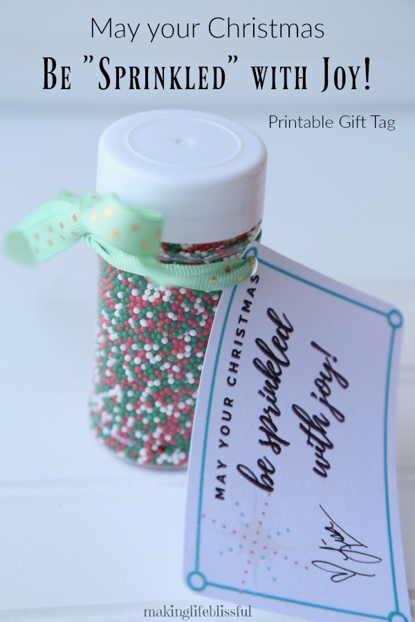 May Christmas Be Sprinkled With Joy Gift Tag Printable