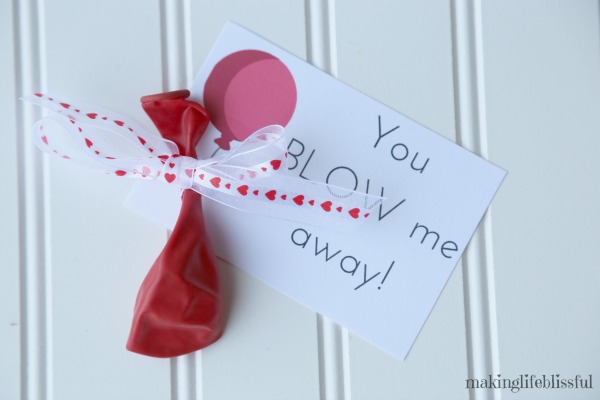 Easy Balloon Non-Candy Valentine Printable Cards