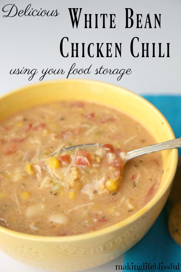 White Bean Chicken Chili made with your pantry food storage