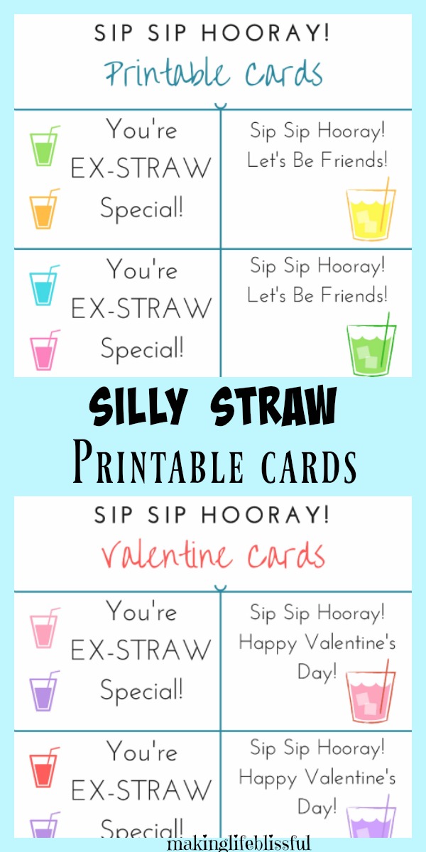 Free Printable Silly Straw Valentine Tag - Joy in the Works