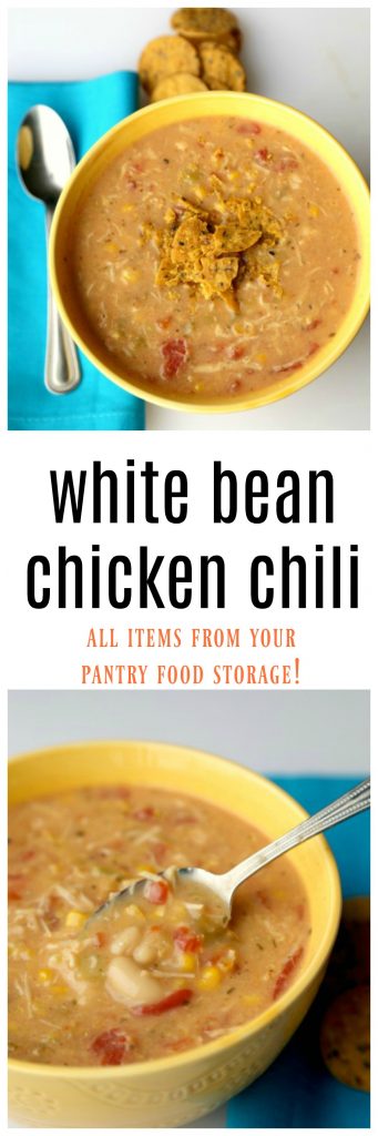 White bean chicken chili using all items from your pantry!