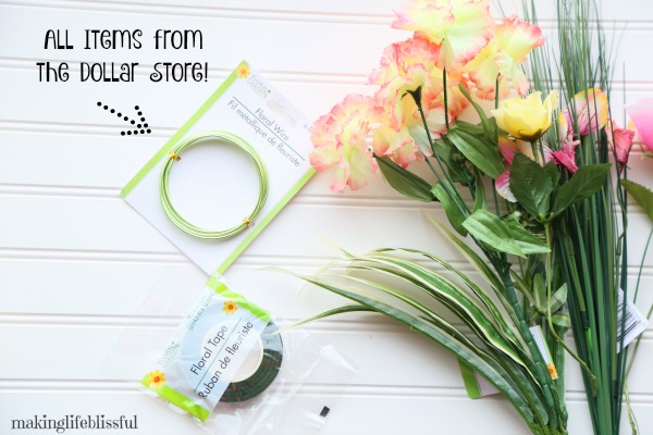 dollar store floral wreath instructions