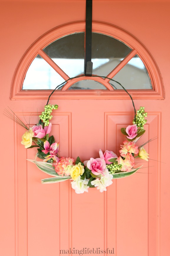 Beautiful Floral Wreath made from Dollar Store items!