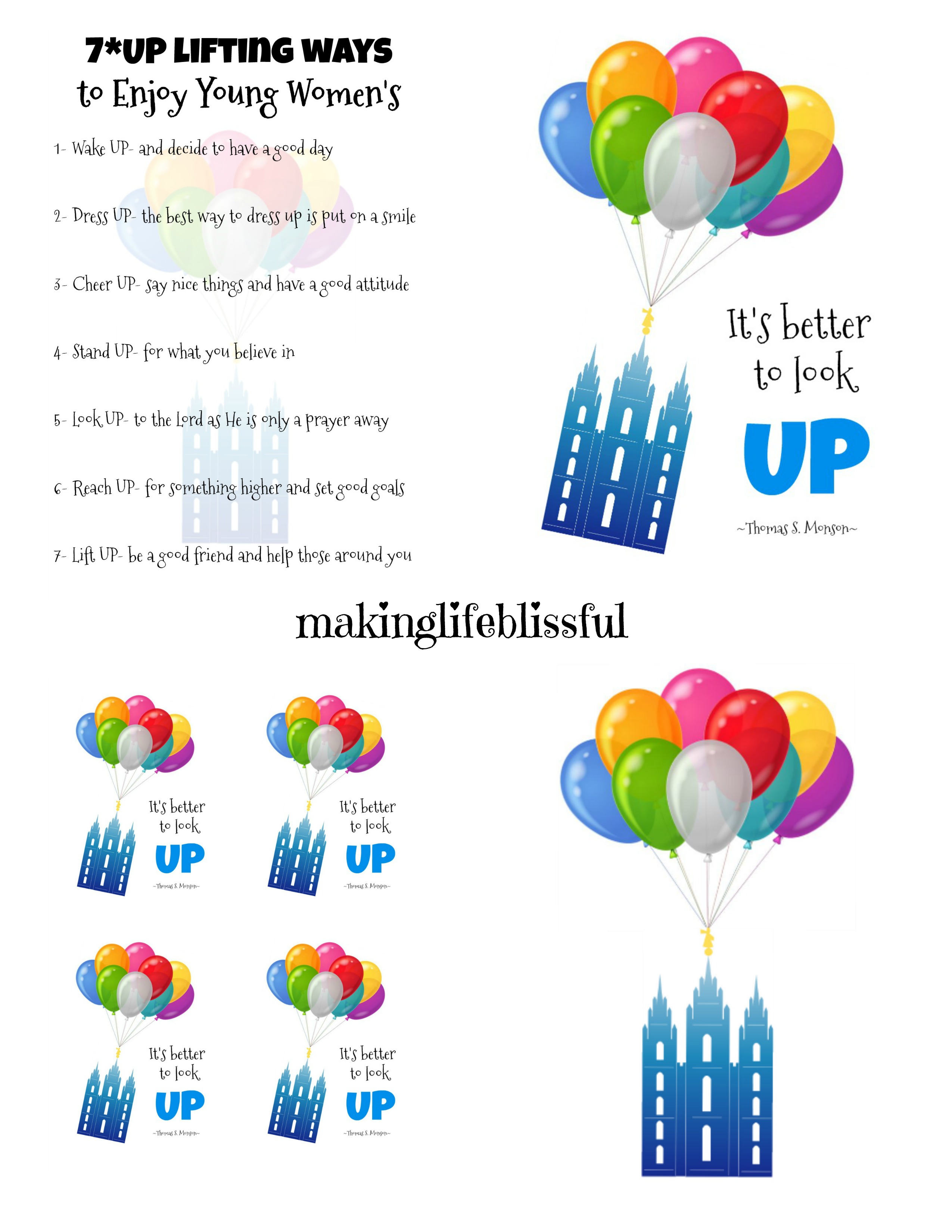 LDS Up Theme Printables for Young Women