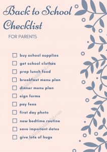 Back to School Checklist for parents