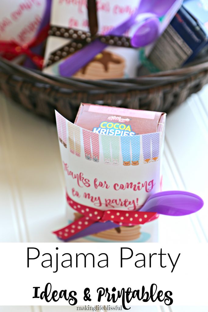 Pajama Party Favors and Printables