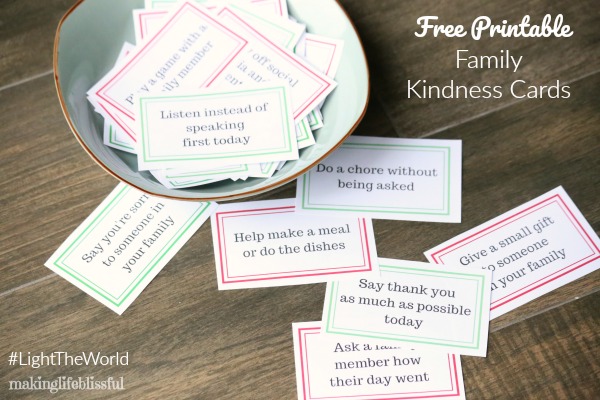 Free Printable Family Kindness Cards for Christmas