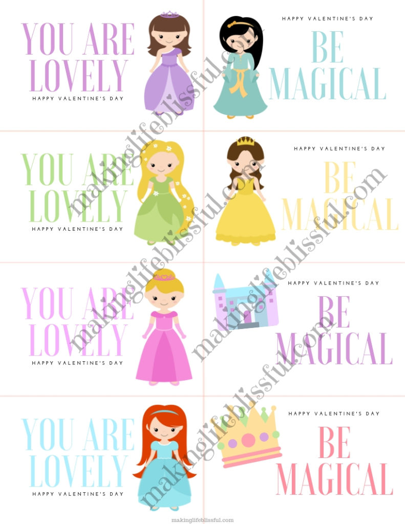 Free Printable Princess Valentines