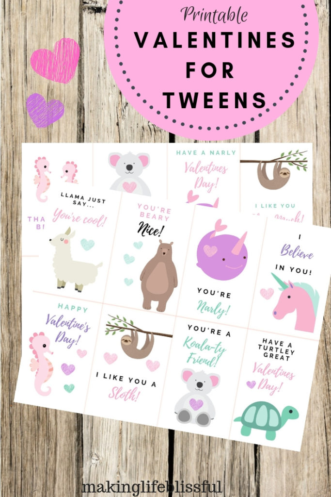 Printabel Valentines for Tweens