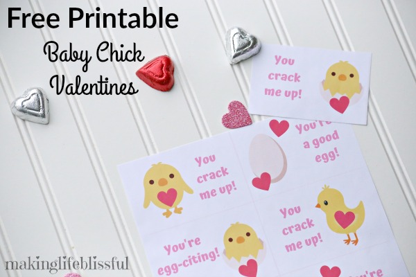 Baby Chick free printable to use for Valentines