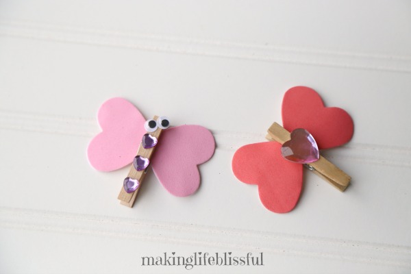 Easy Valentine Clothespin Butterfly Craft