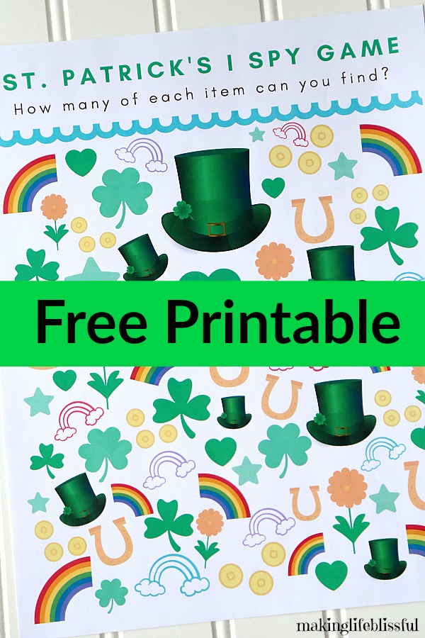 Free St Patrick s Day I Spy Game Printable Making Life Blissful