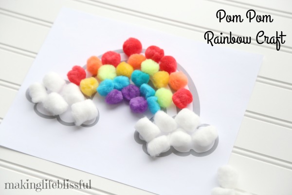 Easy Pom Pom Rainbow Craft
