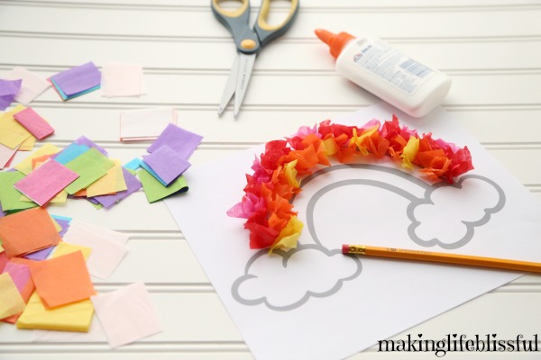 Tissue Paper Rainbow Craft for Kids