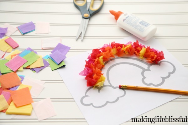 How to Make a Tissue Paper Rainbow Craft with FREE Template