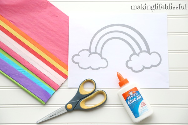 Tissue Paper Rainbow Craft for Kids