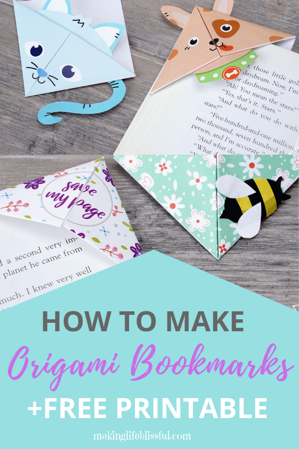 How to make cute origami bookmarks for kids plus printables