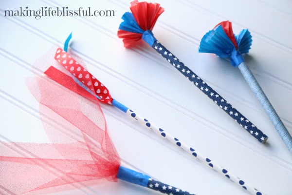 Fun to make parade wands for the 4th of July