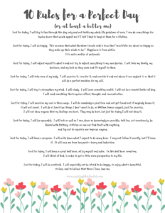 10 Rules for a Perfect Day
