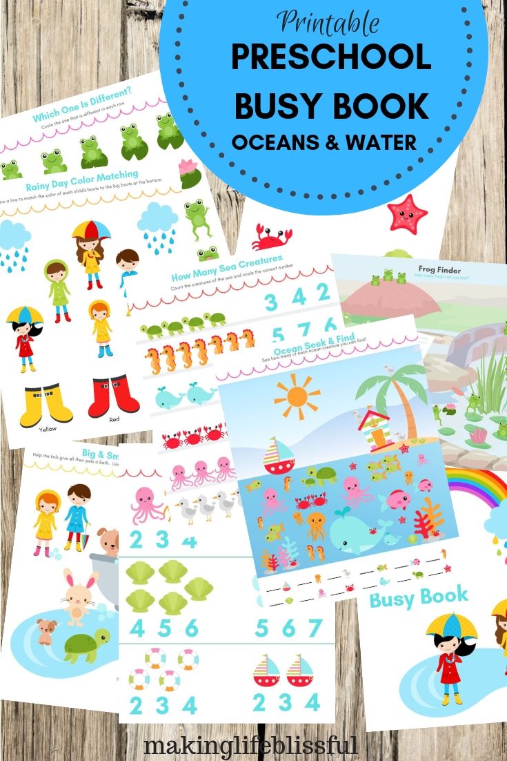 Ocean Water Preschool Printables Image 1