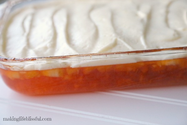 Mandarin Jell-O Recipe with Pineapple Cream and Grated Cheese topping