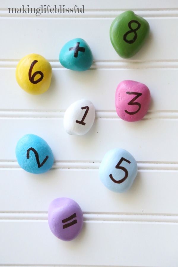 Teach kids numbers and math with painted rocks