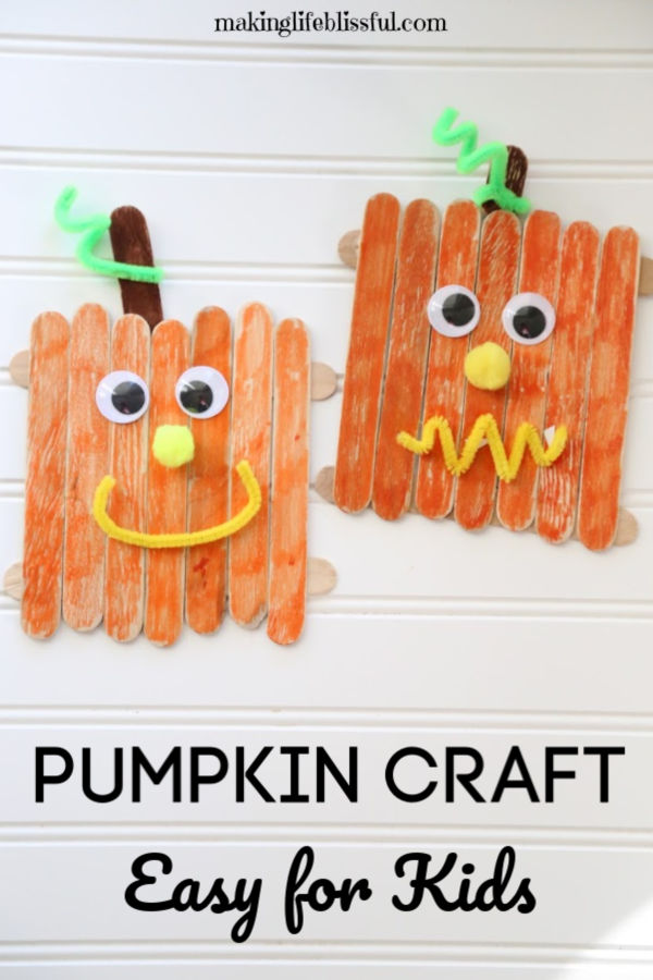 Craft stick pumpkin for kids to make