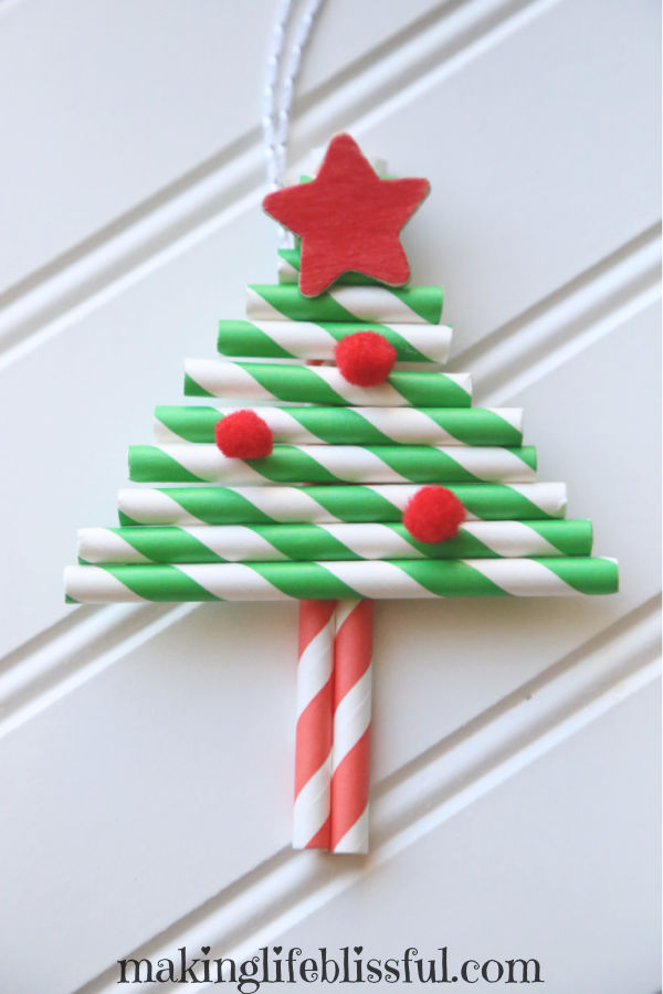 Cute And Easy Paper Straw Christmas Tree Ornaments Kids Craft - Raising  Veggie Lovers