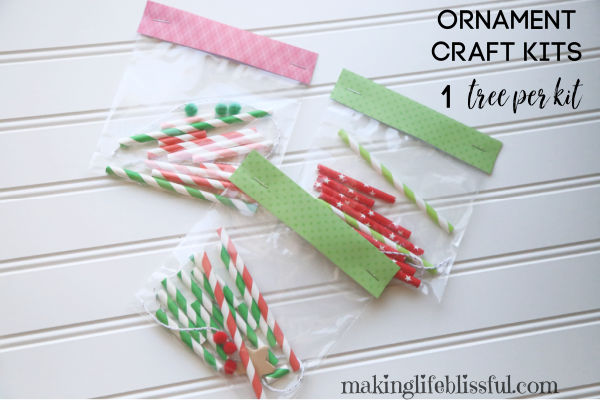Paper Straw Christmas Tree Ornament Craft Kit - Makes 12